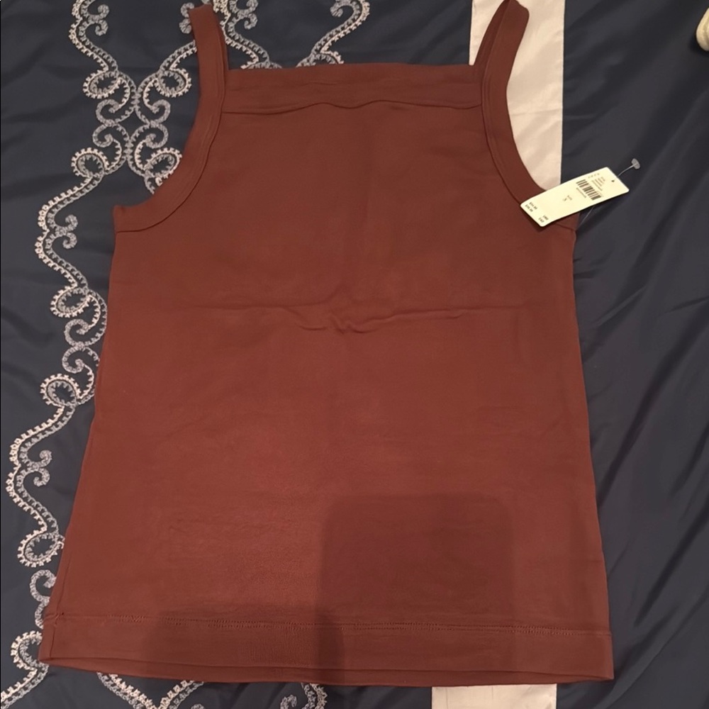 Maeve Fitted Brown Sleeveless Tank Top